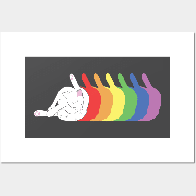 Cat butt licking rainbow Wall Art by DoctorBillionaire